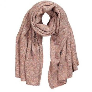 Ulla Popken Damen Halstuch, weicher Feinstrick, große Größen, rosa