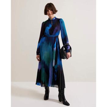 Black Multi‑Pleated Midi Dress – Phase Eight (Size 14)