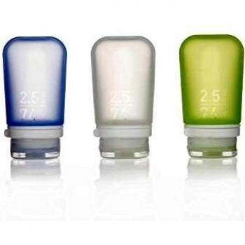 Humangear Gotoob+ Silikon-Reiseflasche, 71 ml, Klar/Grün/Blau