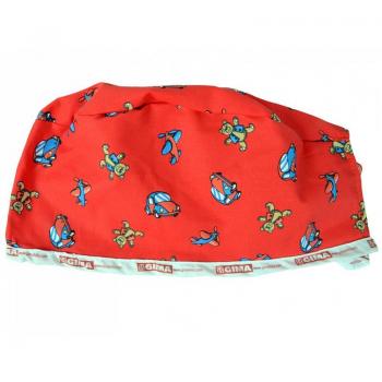 Cappellino Chirurgico in Cotone Fantasia Rosso