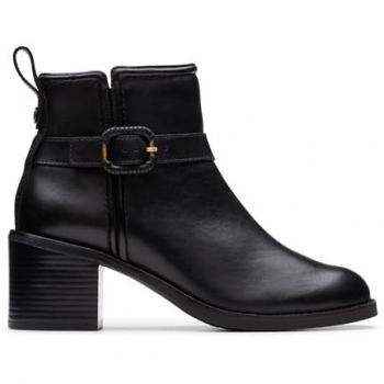 Clarks Women's Black Leather Ankle Booties Chamberly Trim EU 41