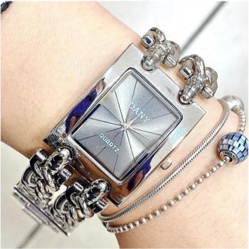 Reloj de Mujer Dany Cuarzo Moderno con Pulsera Plateada