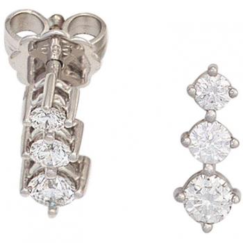 Jobo Damen Ohrstecker 585 Gold Weißgold 6 Diamanten Brillanten 0,50ct
