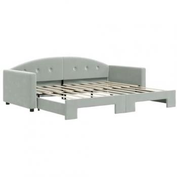 Petit Lit de Jour avec Rangement intégré – Gris Clair, Velours 90x190
