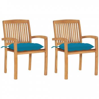 VidaXL BrightBlue Teak Garden Chair Duo