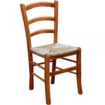 Cuscinetto di Paglia su Sedia Country in Faggio – 45x45x88 cm