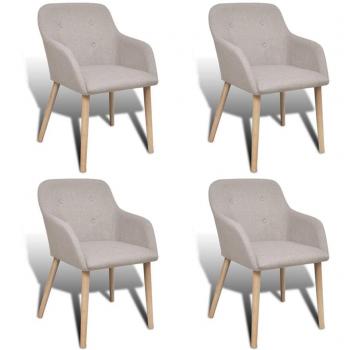 VidaXL Set di Sedie da Pranzo Beige in Tessuto 4 Pz