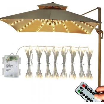 Guirnalda de luces LED para camping y cafetería, 104 LEDs, batería, 8 modos