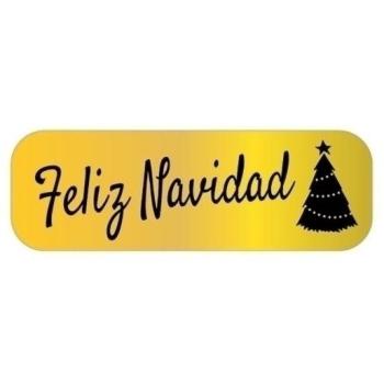 Oro Feliz Navidad Etiquetas en Rollo 250