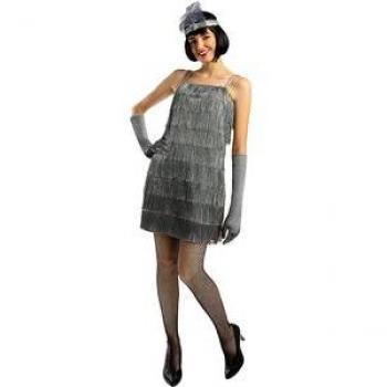 Traje de Fiesta Charlestón Plateado XS