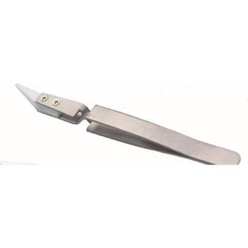 Curved and Straight Ceramic Heat Resistant Industrial Stainless Steel Tweezers for Electronics, Reverse Conductive