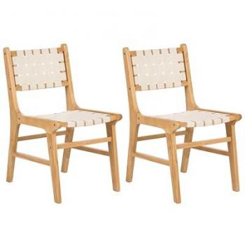 Série de 2 chaises Humble en bois d’hévéa et cuir PU beige/marron
