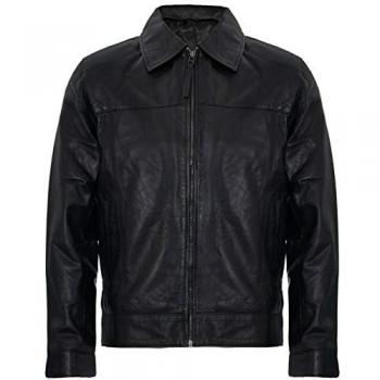 Infinity Men's Harrington Jacket in Black Leather