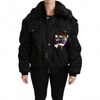 Black Queen Crown Sequined Bomber Jacket