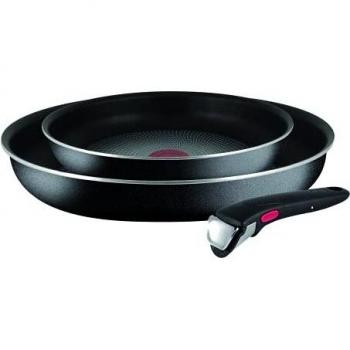 Tefal Ingenio Essential Antihaft‑Set – Starterpaket 3 Teile (schwarz, roter Knopf)