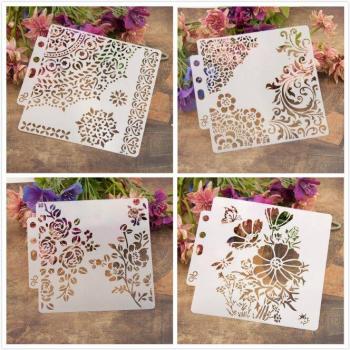 4Pcs 5.1 Decorative Stencils for Scrapbook and Card Design