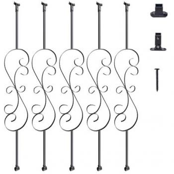 Balaustres de Metal para Barandilla, Kit de 5 de Acero Galvanizado, 1122 mm con Zapatas y Tornillos