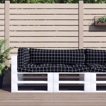 Cuscini per Pallet 3 pz Tessuto Oxford Nero a Quadri