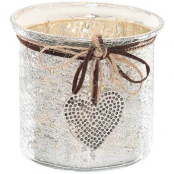 HILL INTERIORS Mercury Hammered Heart Small Candle Holder