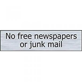 200mm x 50mm No Free Newspapers or Junk Mail Sign