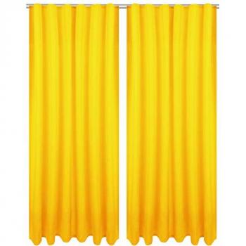 Bestlivings Dekoschal Ellen 140x245 cm – Gelb – 2er Pack mit Universalband, Raffhalter & selbstklebendem Raffhaken