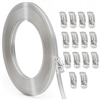 Kit de colliers de serrage de tuyau et sangles métalliques 30 pieds