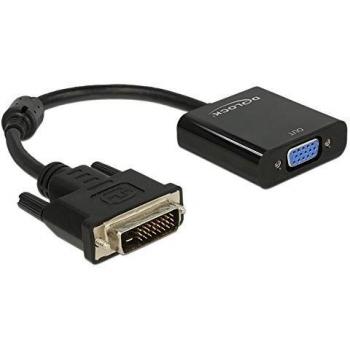 Adaptador DeLOCK DVI-D 24+1 Macho a VGA Hembra, Negro, 0.16m