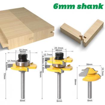 45 Degree Lock Miter Router Bit with Tongue & Groove Bits