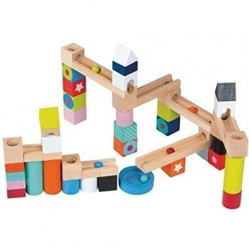 Juega y aprende con el juego de construcción Janod Kubix, 50 piezas con tobogán y bolas