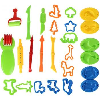 Kids 26-Piece Dough Tool Set with Various Cutters and Molds