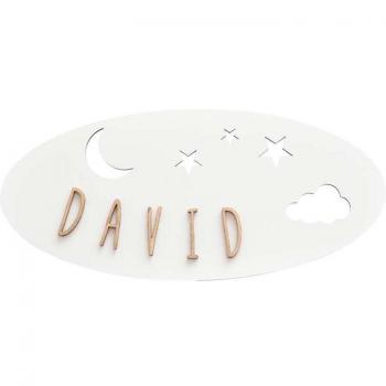 Placa decorativa personalizable Luna blanco