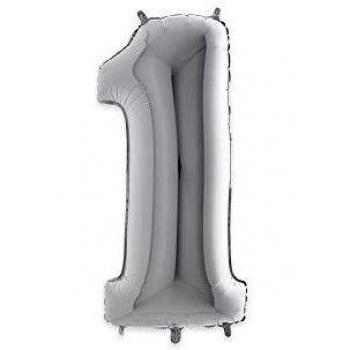 Palloncino Mylar Argento Decorativo Numero 1