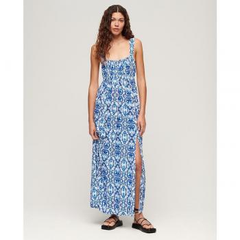 Robe longue à nouer dans le dos femme Superdry, couleur bleu, taille 36