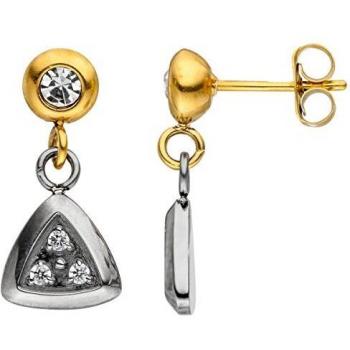 Edelstahl Ohrhänger bicolor mit SWAROVSKI® ELEMENTS und Zirkonia