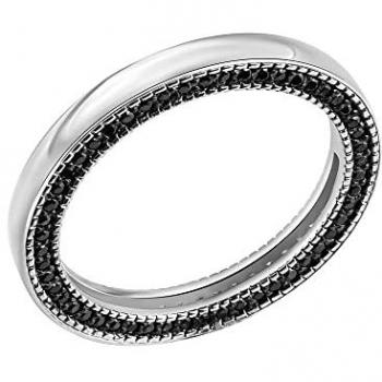 Fingerring CELESTA 925 Silber mit schwarzen Zirkoniasteinen Gr. 19