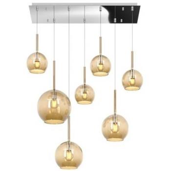 Sospensione Design Cromo Vetro Ambra
