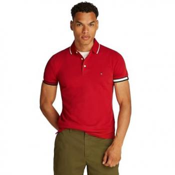 Tommy Hilfiger Slim Fit Poloshirt aus Baumwoll-Elasthan-Mix in Rot, Größe L