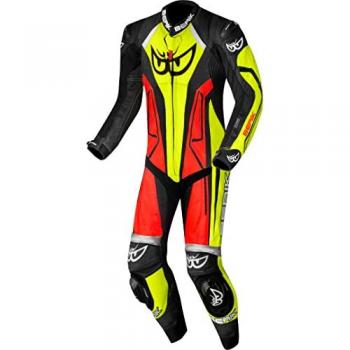 Berik Losail‑R Tuta Moto Canguro Piel Perforada – Nero/Rosso/Giallo 56