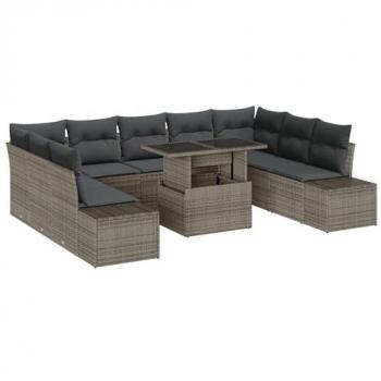 Juego de Sofás de Exterior 10 piezas Gris Rattan Vidaxl