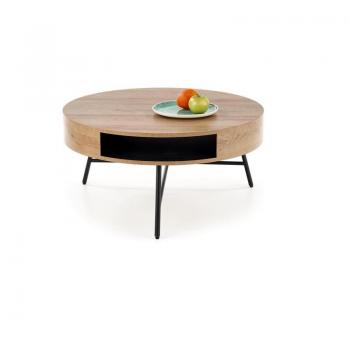 Mesa de Centro Houston 1330 Redonda 80cm MDF Negro y Roble Dorado 41cm
