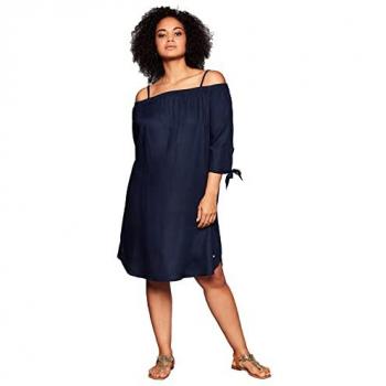 Sheego Damen Longtunika im Carmen-Look mit 3/4-Ärmeln in Marine, Größe 46