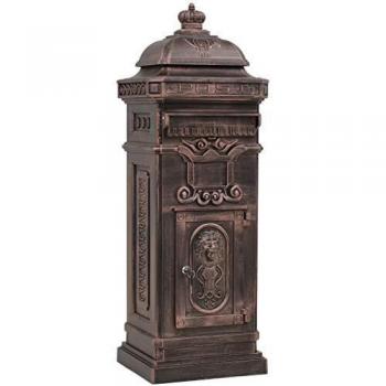 VidaXL Rustproof Bronze Vintage Style Aluminium Pillar Letterbox