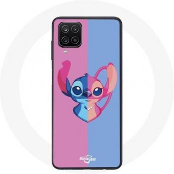 Carcasa para Samsung Galaxy A22 4G Stitch y ángel en colores azul y rosa