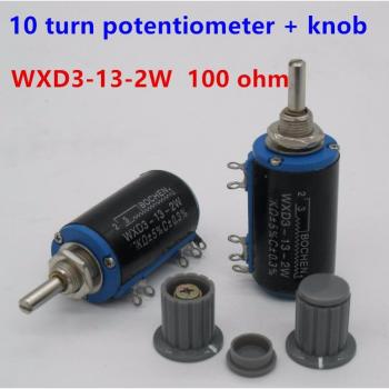2pcs 100 Ohm Multiturn Potentiometer with 10 Turns and Knobs