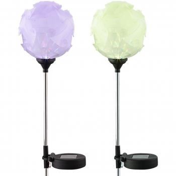 2‑Stückes LED Solar Außenleuchten, Farbwechsler – Globo 33959‑2