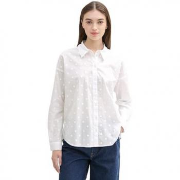 Blusa a maniche lunghe Tom Tailor con stampa puntina bianca XS