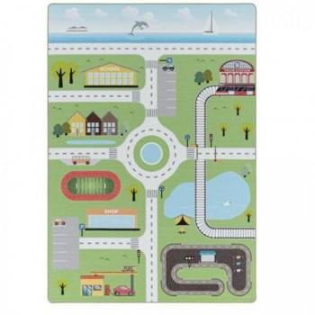 Tapis Lavable 30° pour Enfants Jadorel 80x120 Vert et Bleu