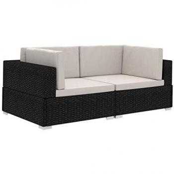 Compact Black Corner Seating with Cushion – Duo
