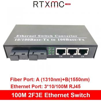 Commutateur Ethernet 2 ports SC Fibre Optique 10/100M avec Alimentation