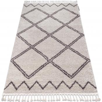 Tapis Frangé Berbère Crème et Marron 200x290 cm